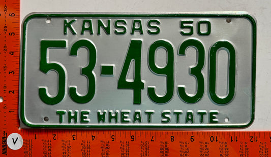 1950 Kansas #53-4930 Passenger License Plate