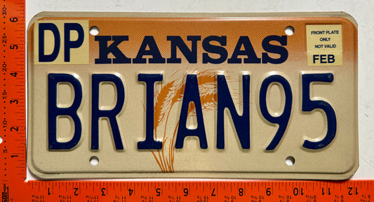 undated Kansas #BRIAN95 Passenger Vanity License Plate