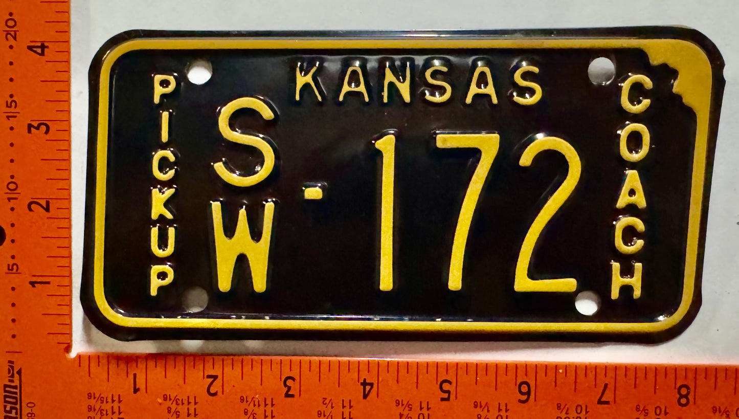 undated (1968?) Kansas #SW-172 Pickup Coach License Plate