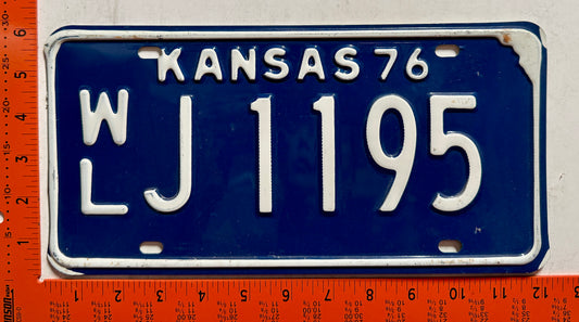 1976 Kansas #W/L J1195 Passenger License Plate