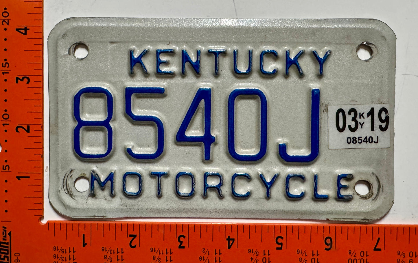 2019 Kentucky #8540J Motorcycle License Plate