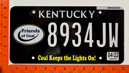 2022 Kentucky #8934JW Friends of Coal Passenger License Plate