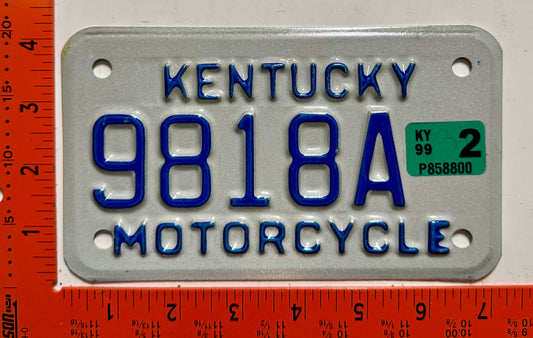 1999 Kentucky #9818A Motorcycle License Plate