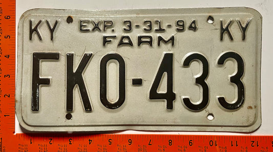 1994 Kentucky #FK0-433 Farm License Plate