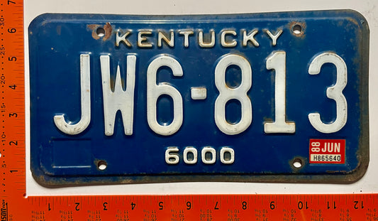 1988 Kentucky #JW6-813 Truck License Plate