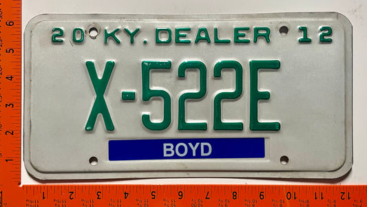 2012 Kentucky #X-522E Dealer License Plate