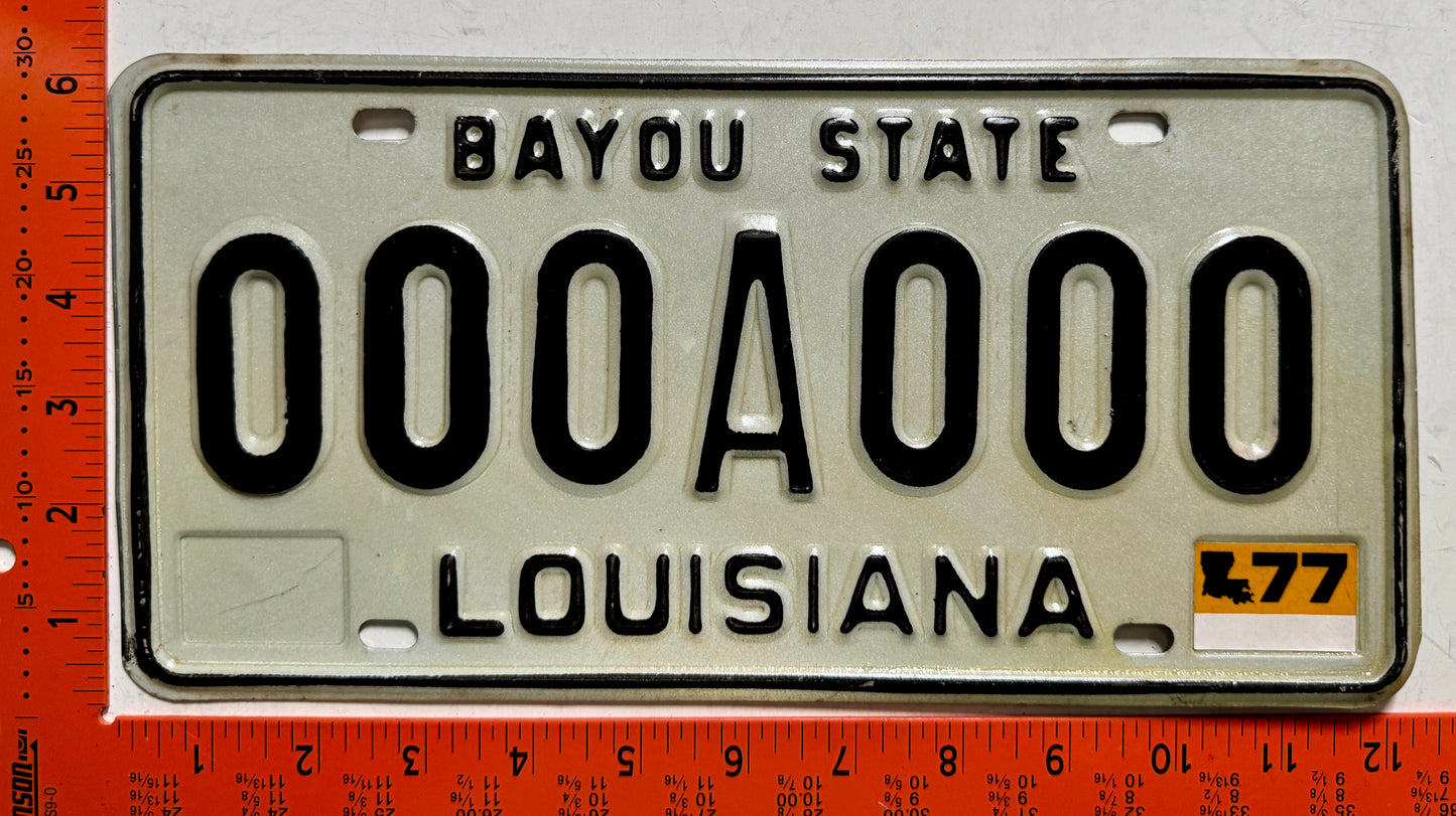 1977 Louisiana #000A000 Passenger Sample License Plate