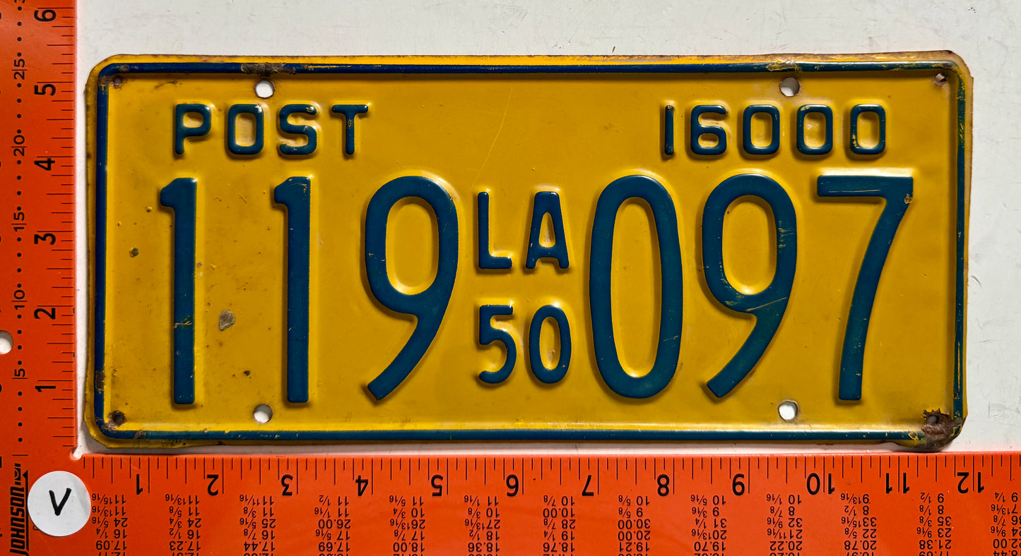 1950 Louisiana #119 097 Privately-Owned Semi Trailer License Plate