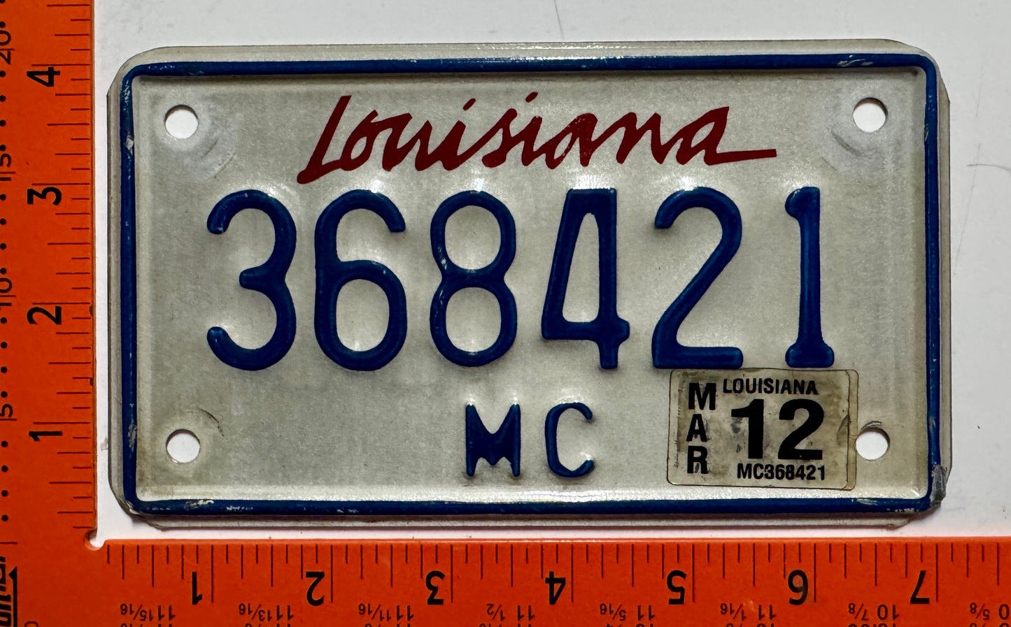 2012 Louisiana #368421 Motorcycle License Plate
