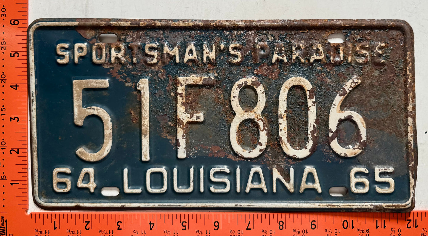 1964/1965 Louisiana #51F806 Passenger License Plate (Crafter)