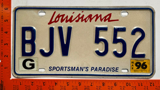 1996 Louisiana #BJV 552 Passenger License Plate