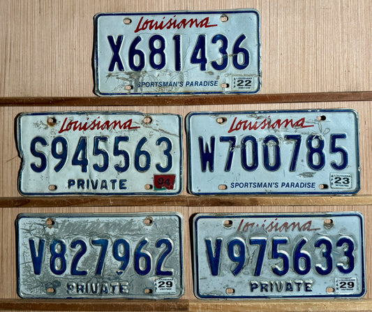 Group of 5 Louisiana Private License Plates (Crafter)