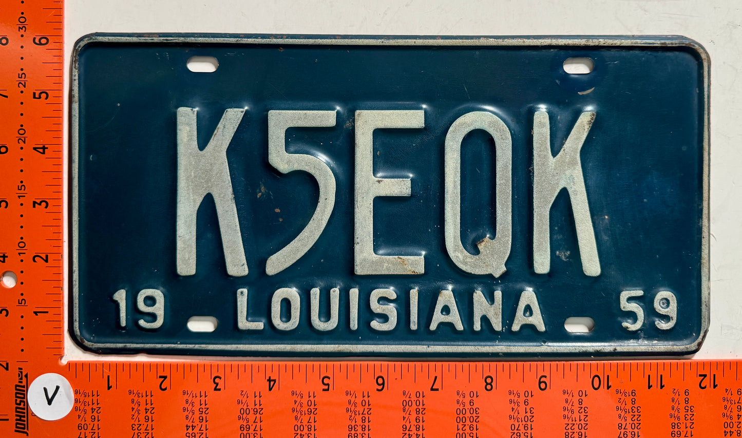 1959 Louisiana #K5EQK Amateur Radio License Plate