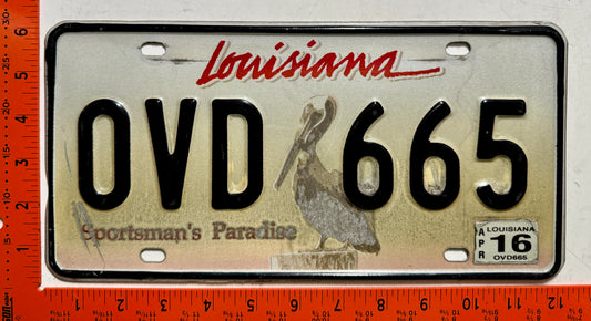 2016 Louisiana #OVD 665 Passenger License Plate