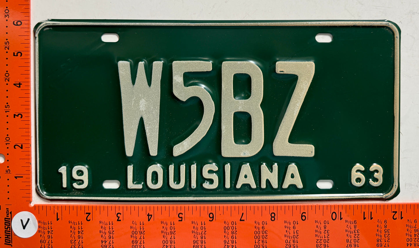 1963 Louisiana #W5BZ Amateur Radio License Plate
