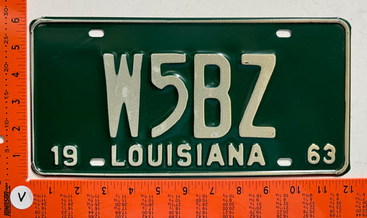 1963 Louisiana #W5BZ Amateur Radio License Plate