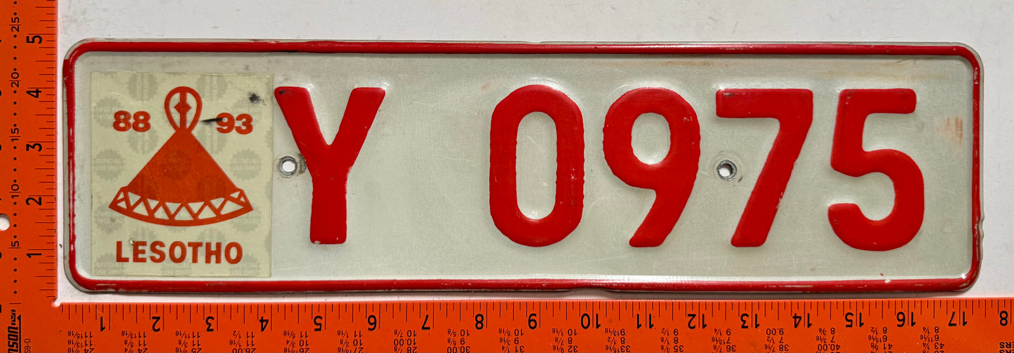 1988-1993 Lesotho #Y 0975 Government License Plate