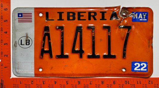 2022 Liberia #A14117 Passenger License Plate