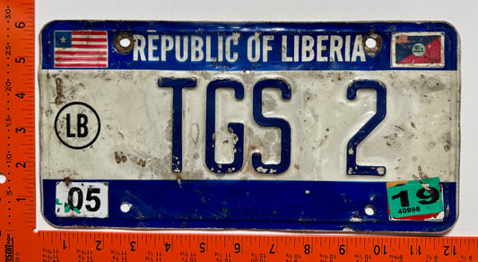 2019 Liberia #TGS 2 Passenger Vanity License Plate