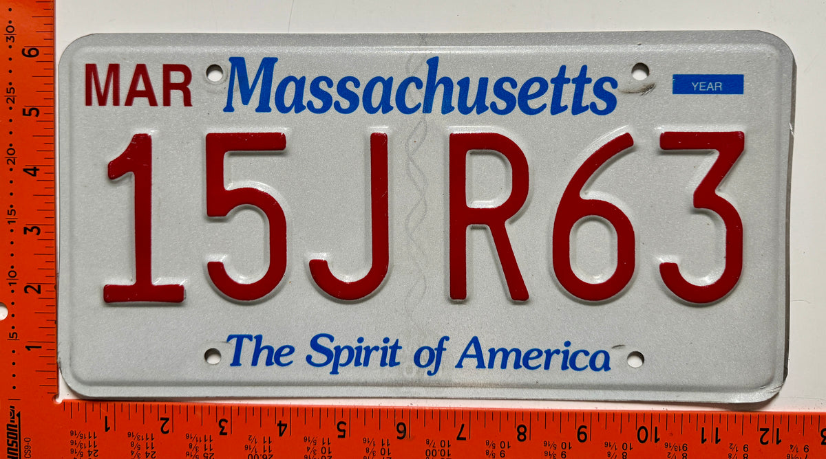 undated Massachusetts #15J R63 Passenger License Plate