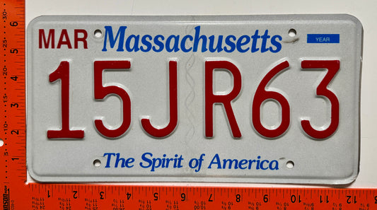undated Massachusetts #15J R63 Passenger License Plate
