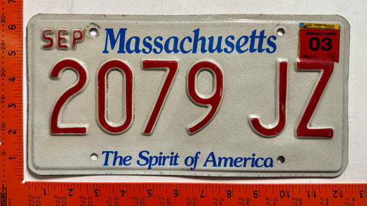 2003 Massachusetts #2079 JZ Passenger License Plate