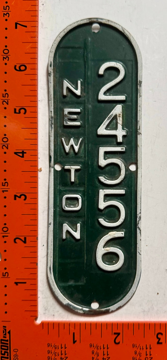 undated Newton, Massachusetts #24556 Bicycle License Plate