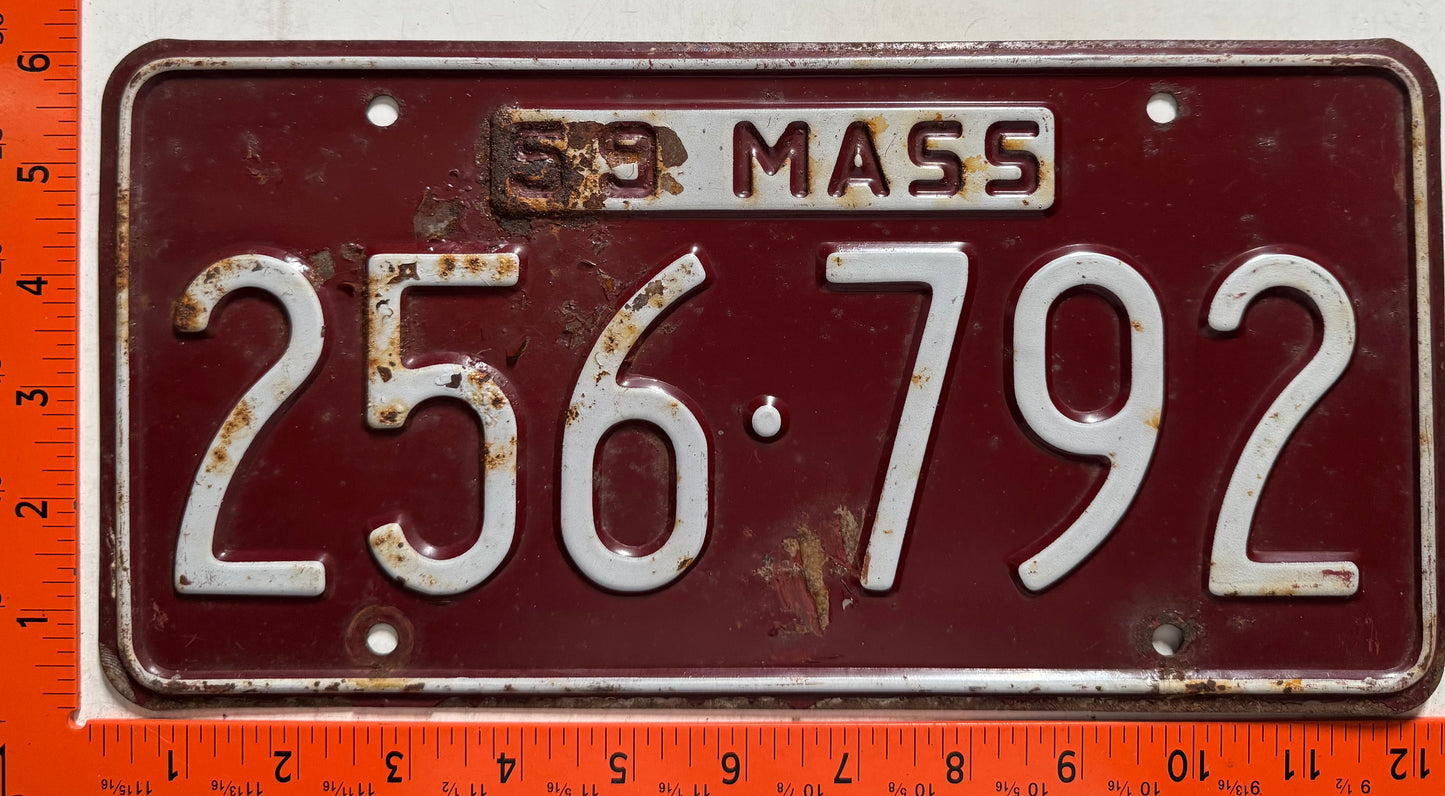 1959 Massachusetts #256-792 Passenger License Plate (Crafter)