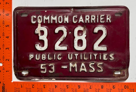 1953 Massachusetts #3282 Common Carrier License Plate