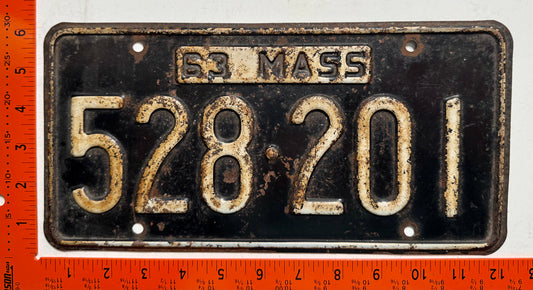 1963 Massachusetts #528-201 Passenger License Plate