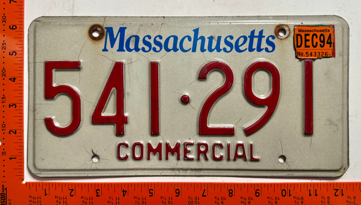 1994 Massachusetts #541-291 Commercial License Plate
