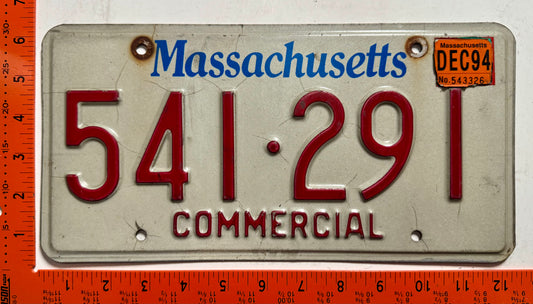 1994 Massachusetts #541-291 Commercial License Plate