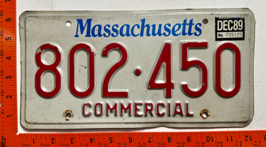 1989 Massachusetts #802-450 Commercial License Plate