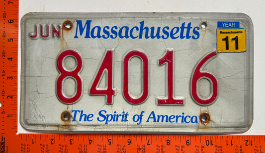 2011 Massachusetts #84016 Passenger License Plate