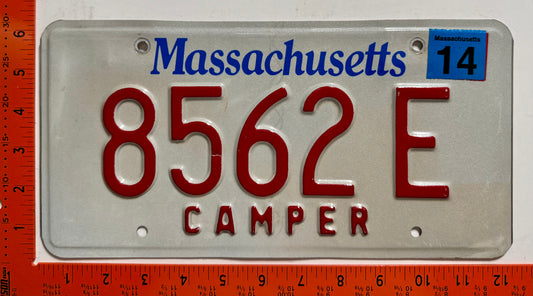 2014 Massachusetts #8562E Camper License Plate