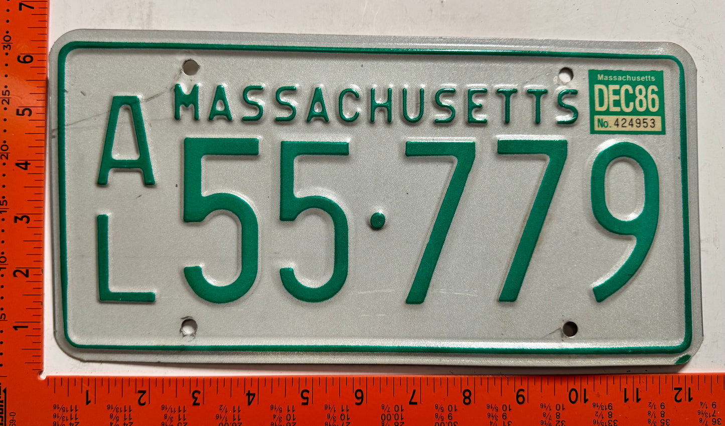 1986 Massachusetts #A/L 55-779 Commercial License Plate