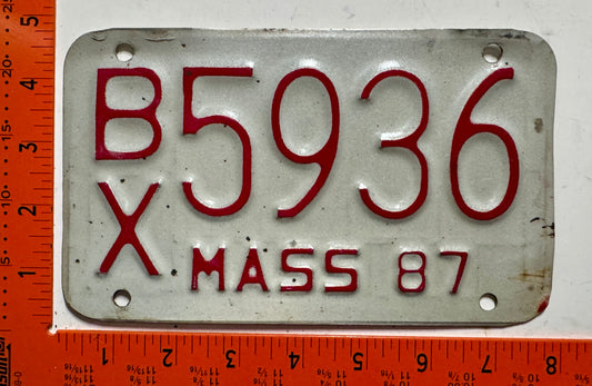 1987 Massachusetts #B/X 5936 Motorcycle License Plate