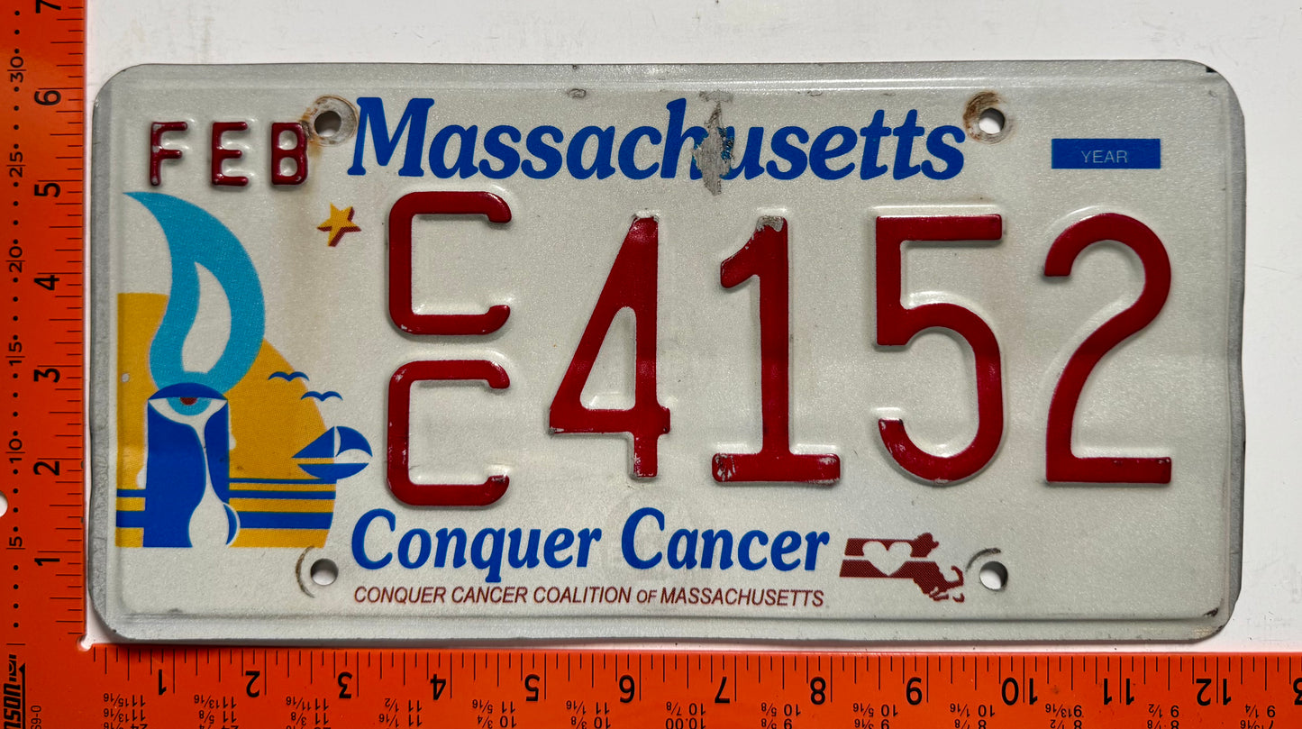 undated Massachusetts #C/C 4152 Conquer Cancer License Plate