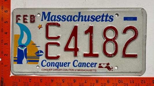 undated Massachusetts #C/C 4182 Conquer Cancer License Plate