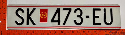 1993 series Macedonia #SK 473-EU Passenger License Plate