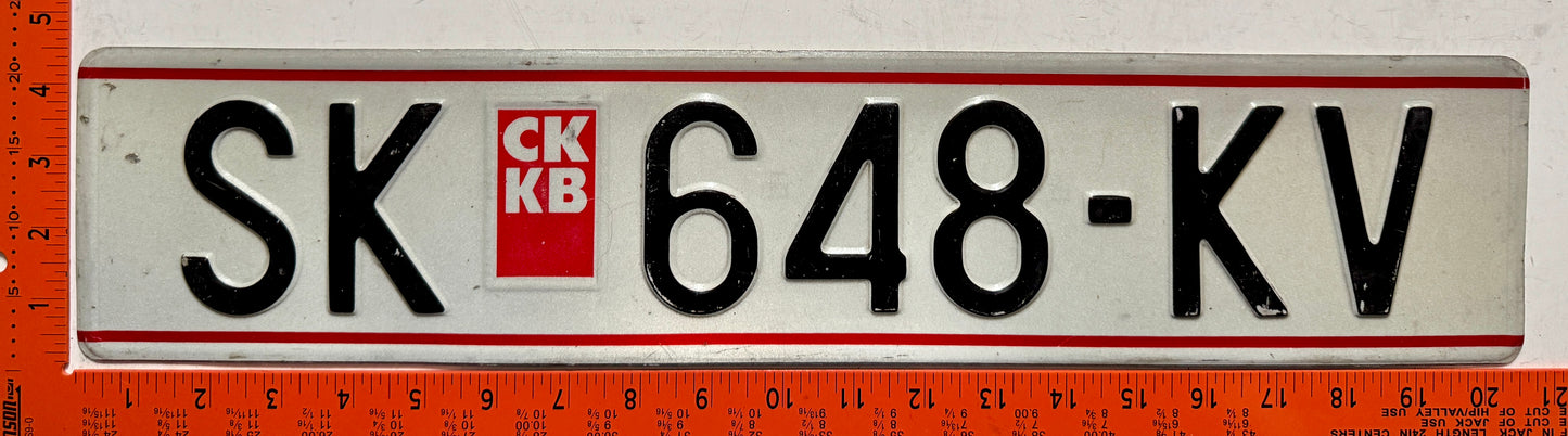 1993 series Macedonia #SK 648-KV Passenger License Plate