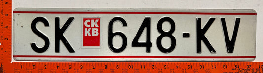1993 series Macedonia #SK 648-KV Passenger License Plate