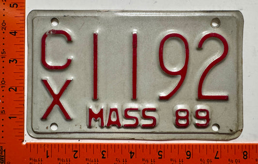 1989 Massachusetts #C/X 1192 Motorcycle License Plate