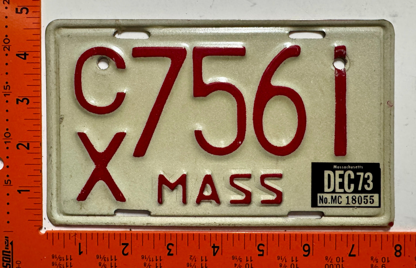 1976 Massachusetts #C/X 7561 Motorcycle License Plate
