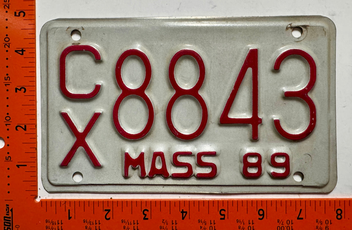 1989 Massachusetts #C/X 8843 Motorcycle License Plate