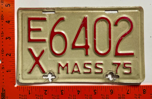1975 Massachusetts #E/X 6402 Motorcycle License Plate