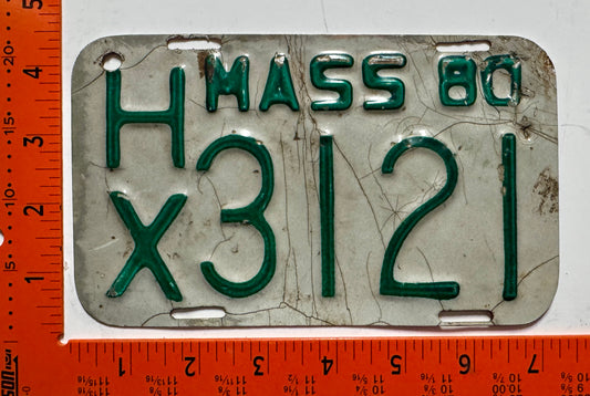 1980 Massachusetts #H/X 3121 Motorcycle License Plate