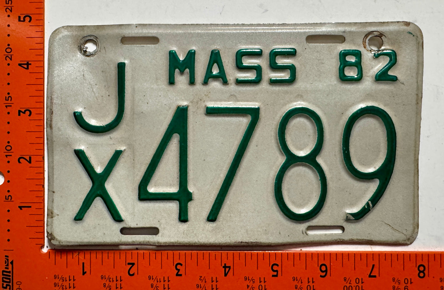 1982 Massachusetts #J/X 4789 Motorcycle License Plate