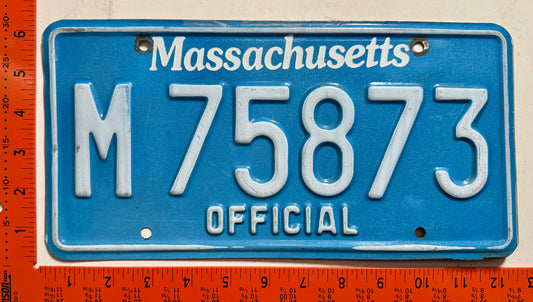 undated Massachusetts #M75873 Official License Plate