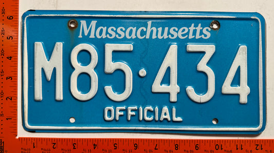 undated Massachusetts #M85-434 Official License Plate